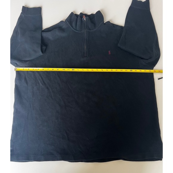 Polo by Ralph Lauren Mens 2XB Big Black‎ Pullover 1/4 Zip Mock Neck Long Sleeve - Picture 9 of 9